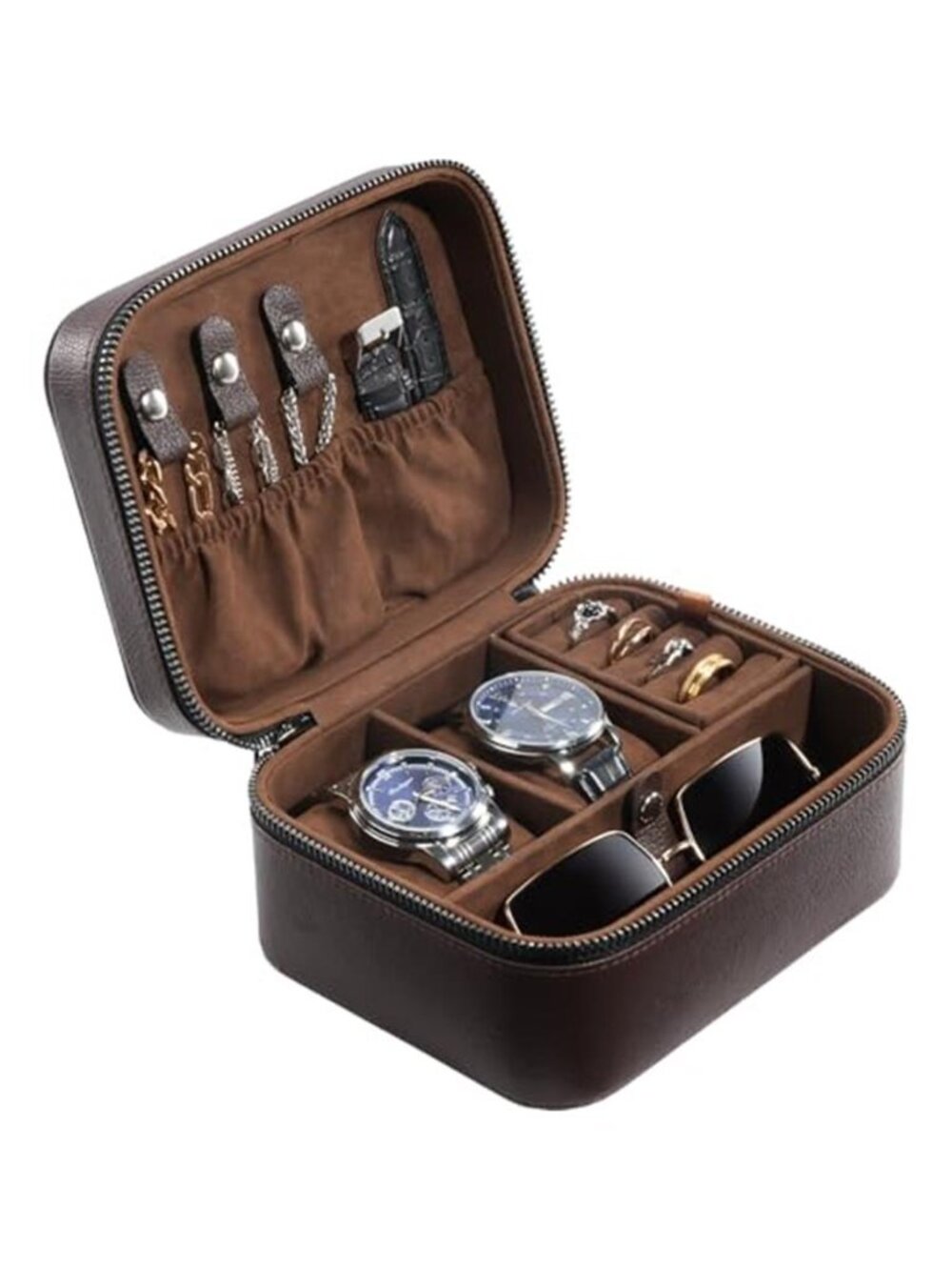Men Travel Watch Box Organizer Jewelry Storage Case PU Leather Portable